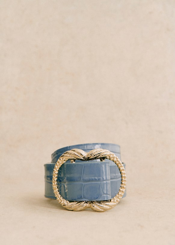 Artemis Belt - Olive Green - Split cowhide leather - Sézane