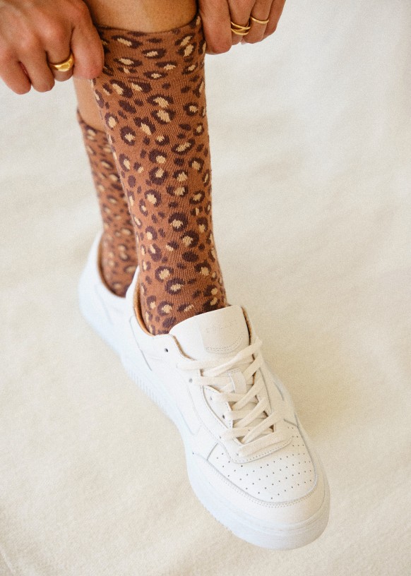 Leopard print socks Cream leopard Cotton Sezane