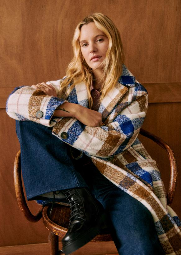 セザンヌ◆SEZANE◆Viktor ウールロングコート レッドチェック Viktor Coat - Red check - Wool - Sézane