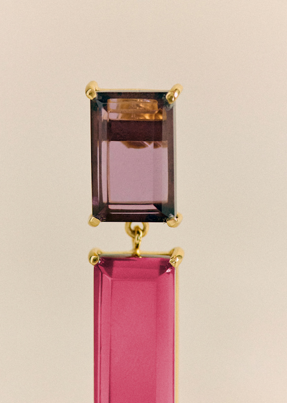 関税送料無【sezane】Gioピアス 真鍮＆ガラス マルチカラー Jean Earrings - Pink/ Multicoloured - Glass - Sézane