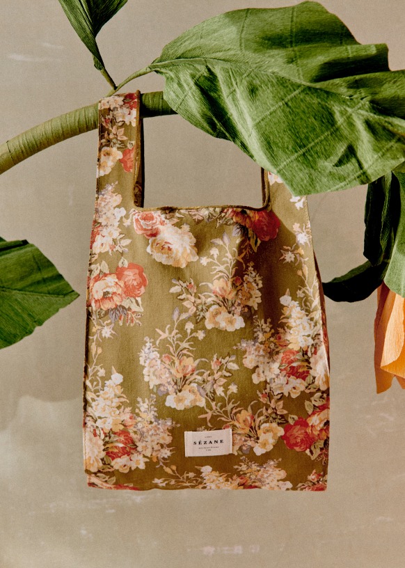 Leaves and Floral Print Reversible Bag Tote 