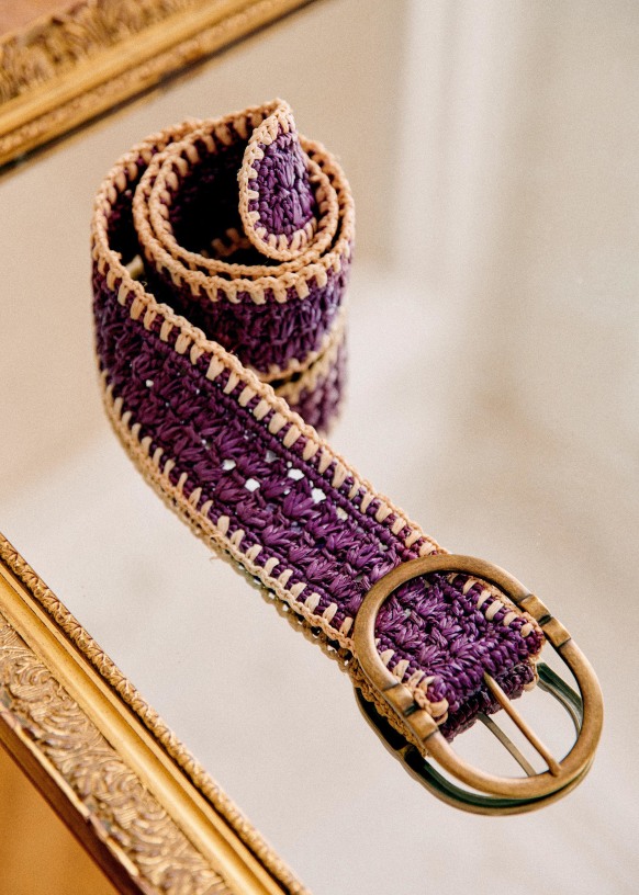 Fétiche Belt - Raffia Navy / Natural - Raffia - Sézane