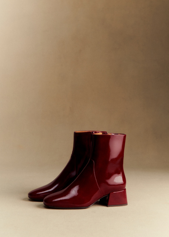 Paulette Low Boots - Patent Purple - Bovine leather - Sézane