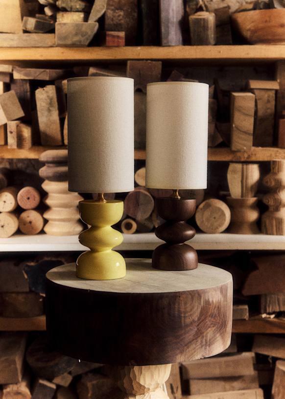 Lamp Romie Objetti Small Model - Wood laqué yellow