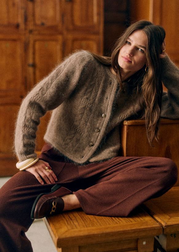 Evy Cardigan Taupe Kid mohair Sezane