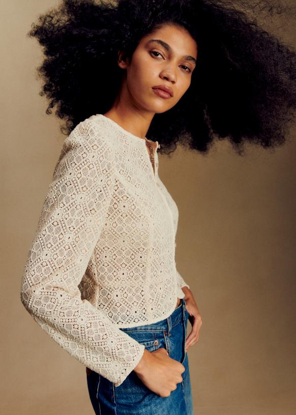 Alwane Shirt - Ecru Guipure Lace - Organic Cotton - Sézane