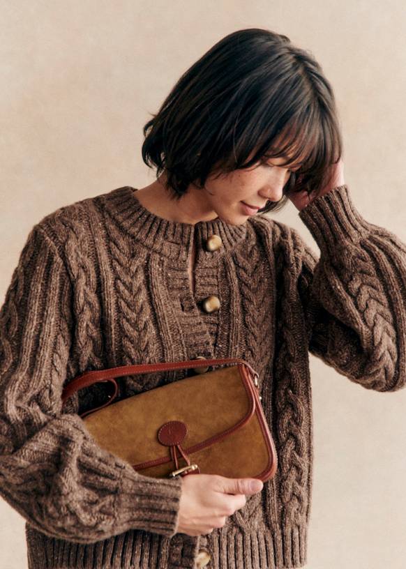 CHANEL Cardigan カーディガン アンサンブル ダークブラウン Andina カーディガン - ヘザーブラウン - メリノウール - Sézane