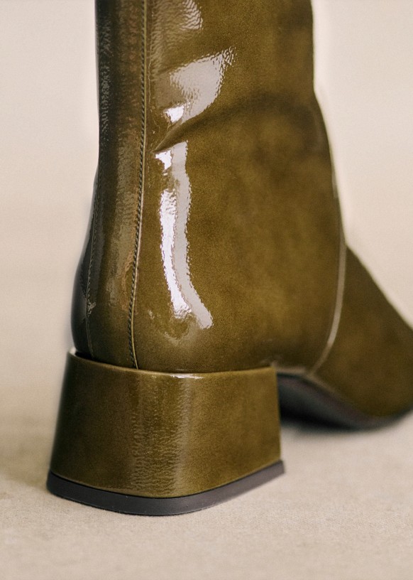 Paulette Low Boots Glossy Black Bovine leather Sezane