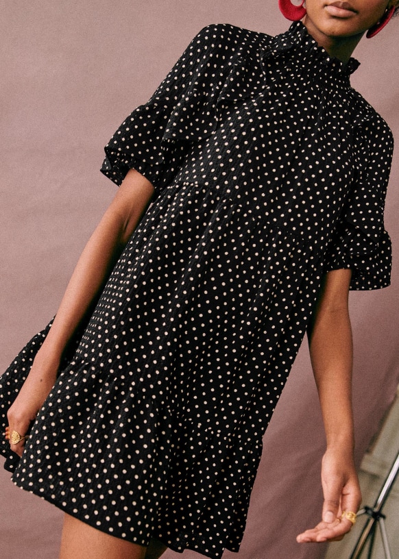 sezane polka dot dress