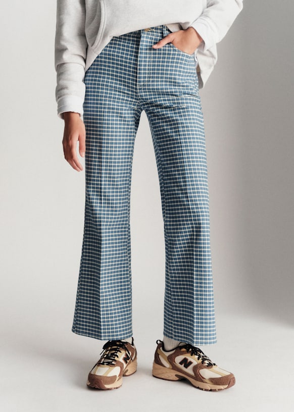 Le Flare - Green Gingham - Viscose ECOVERO™ LENZING™ - Sézane