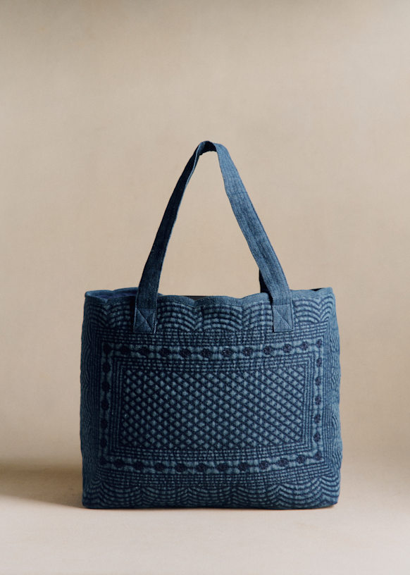 デニムトートバッグ - Sézane x SEA NY - エンブロイダリーブルー