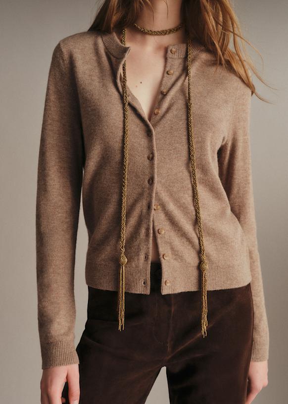 Lisa Cardigan - Light Heather Taupe - Farmed yak wool - Octobre