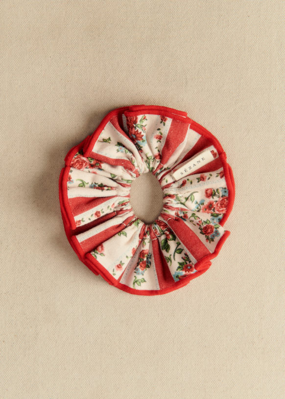 Embroidered Hair Scrunchie - Margaret Print - Cotton - Sézane