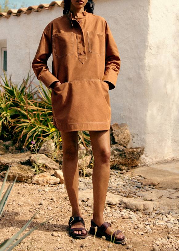 Saloma Dress - Sézane x Holiday - Golden Camel - Organic Cotton