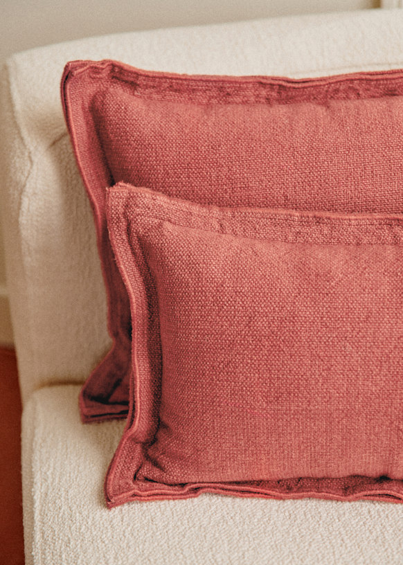 Linen cushion - Large Model - Green - Cotton-linen textiles