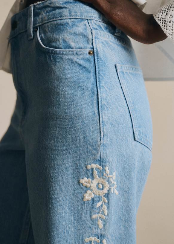 Valentin Trousers - Sézane x SEA NY - Denim Blue with Cream