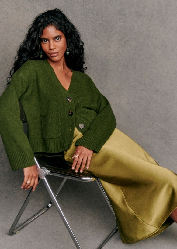 Green cardigan shop