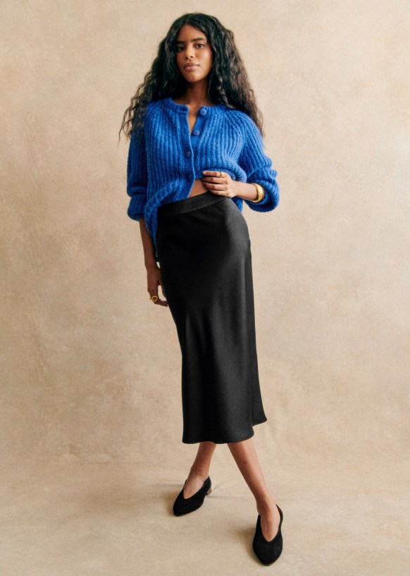 Navy pencil skirt cardigan top