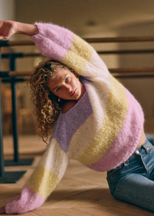 Colette Jumper - Sézane x Les Mains de Mamie - Pastel Wide Stripes - Mohair  - Sézane