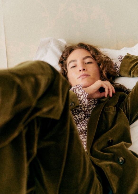 Christie ジャケット - 千鳥格子 バーガンディ - リサイクルウール