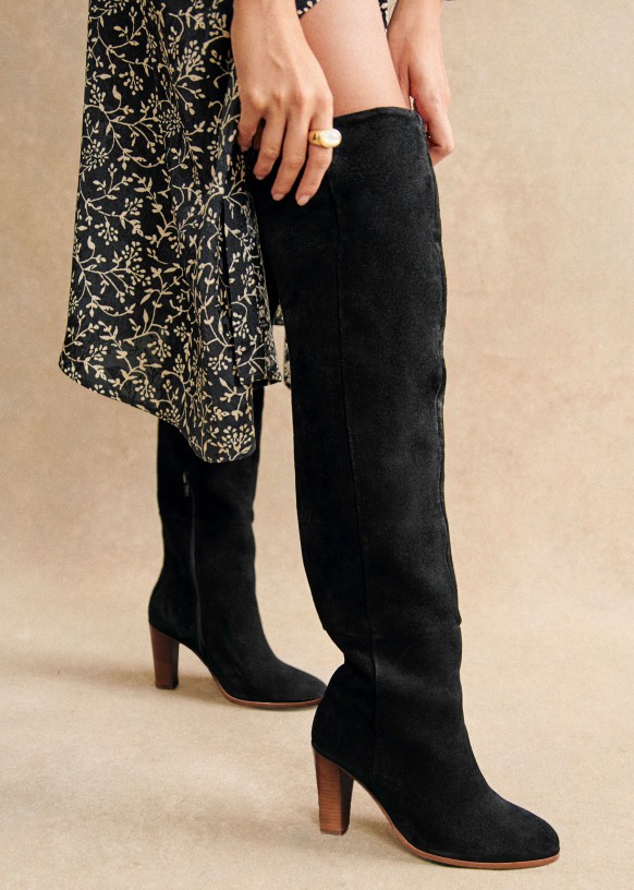 Anaelle Thigh High Boots Blue Bovine leather Sezane