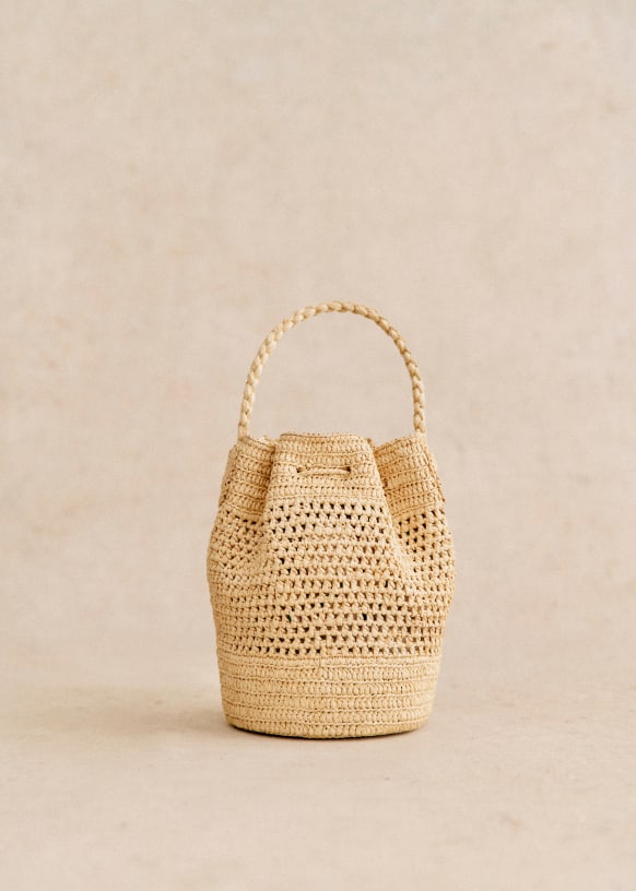 Bucket Bag Mini Capucine Raphia naturfarben Raffia Sezane