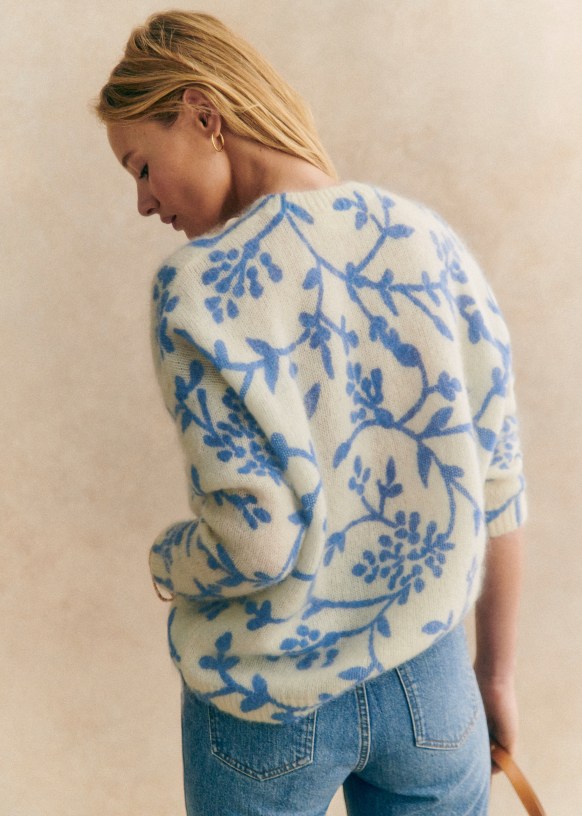 Blue floral sweater discount