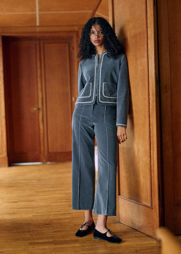 Ramiro Trousers - Sézane x MDLO - Slate Blue Velvet - Organic