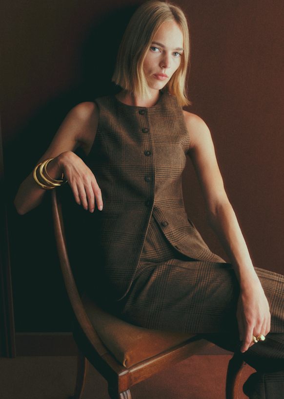 Veste Redo - Carreaux Marron Foncé Orange