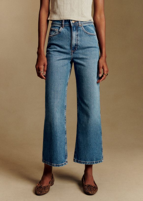 Sezane Le Crop クロップド丈 デニム ハイウエスト Le Crop - Indigo - Organic cotton - organic textile - Sézane