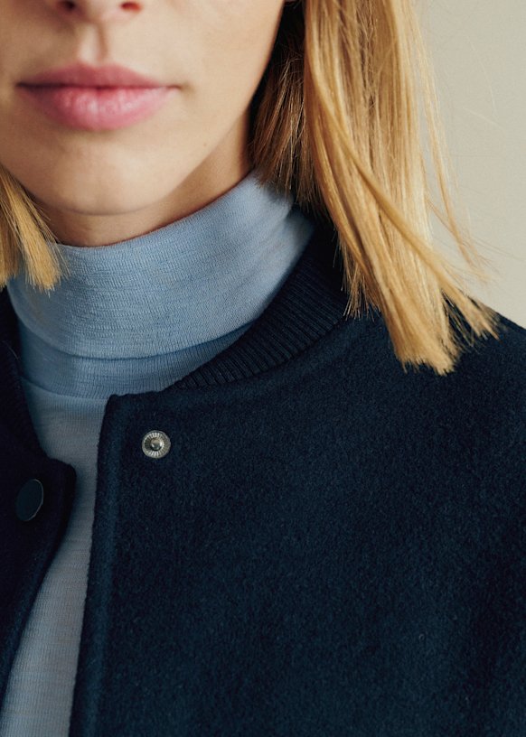 Suzon Jacket - Navy Blue - Wool - Sézane