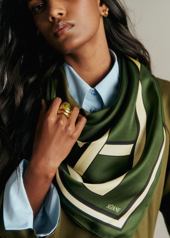 Cleonie Scarf - Garden Stripe - Silk - Sézane