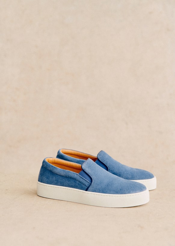 Theo Sneakers - Denim - Split cowhide leather - Sézane