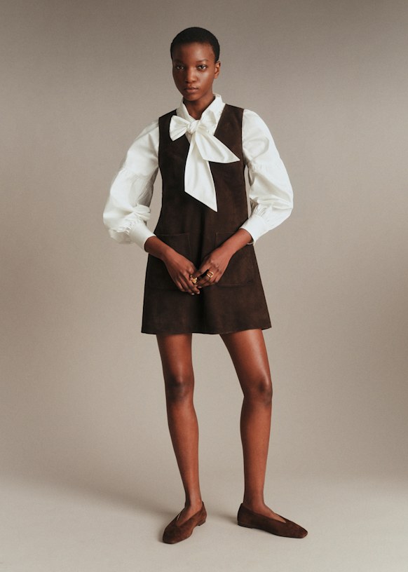 sezane brown dress Many - Dark Chocolate - Goat leather fitting cut;Lined;Length from shoulder