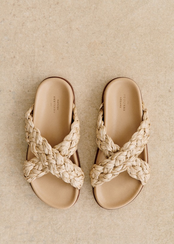 Raffia mules clearance