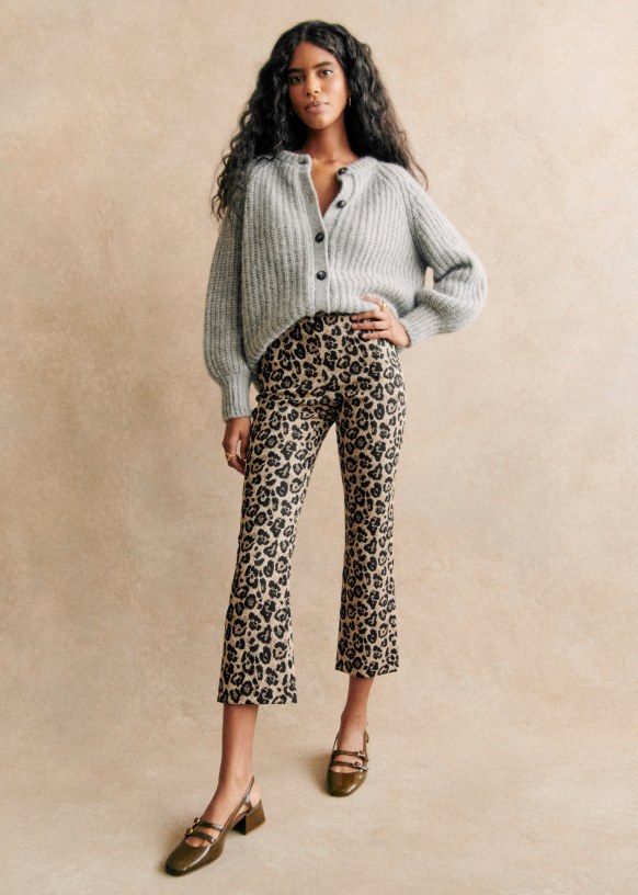 Ciara Trousers - Jacquard Leopard Print - Cotton - Sézane