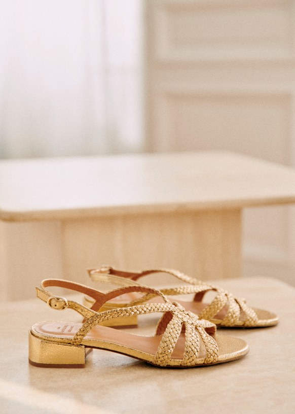 Low Rosa Sandals - Smooth Gold - Metallic vegetable-tanned goat leather ...