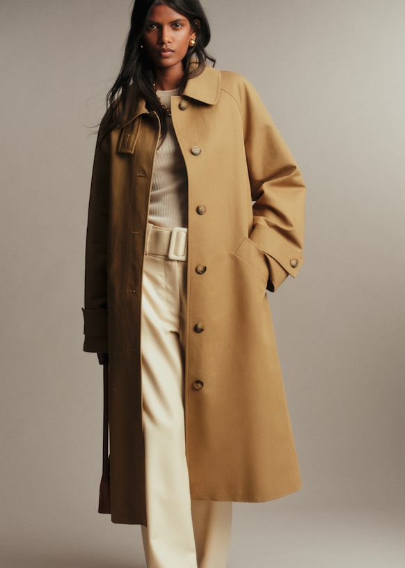 ジャケット・アウター Vintage   trench coat sullen Jonas Coat - Camel - Organic cotton - organic textile - Sézane
