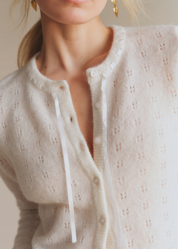 Meryl カーディガン - エクリュ - スーパーキッドモヘア - Sézane