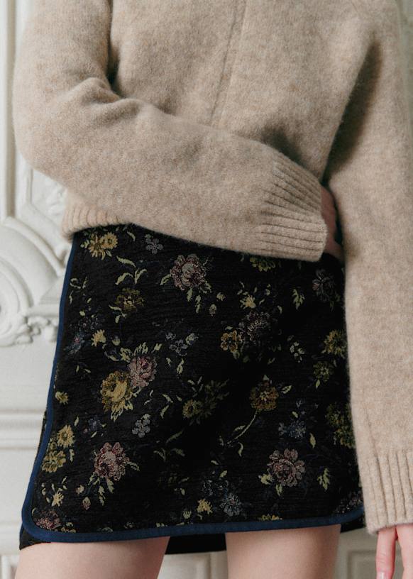 TANINA Skirt - Vintage Floral Jacquard - Polyester - Octobre