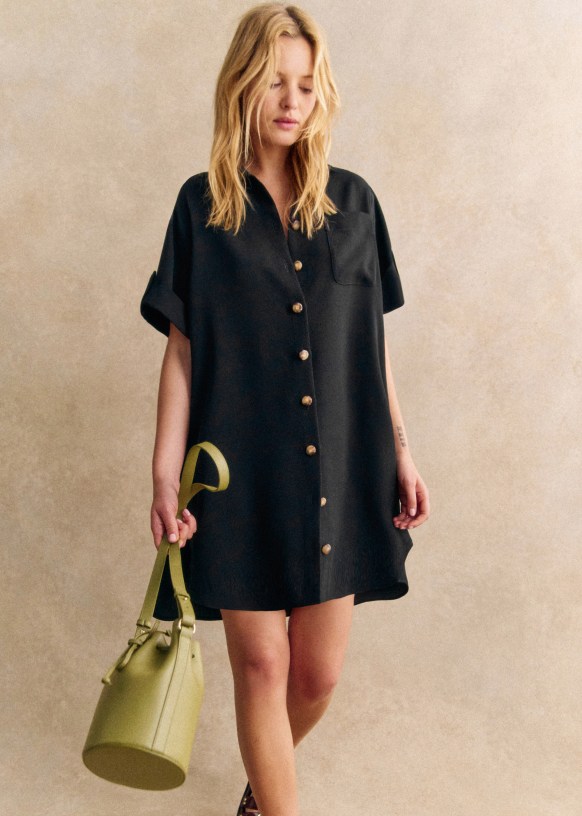 Ana Dress Black Recycled polyester Sezane