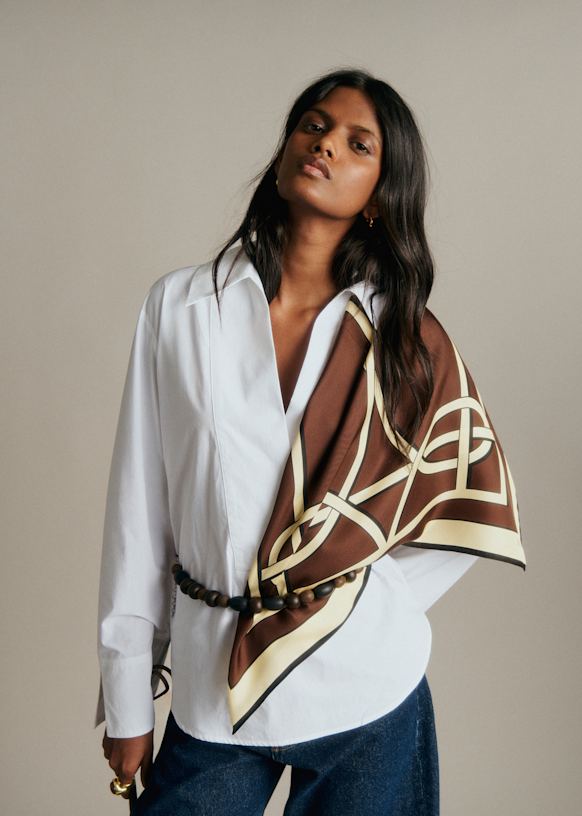Cléo Scarf - Chocolate Quartet - Silk - Sézane