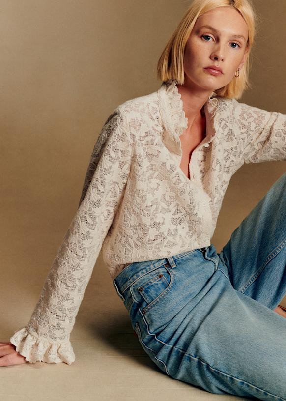 Erine Shirt - Plain Ecru Flower Guipure - Organic cotton - textile