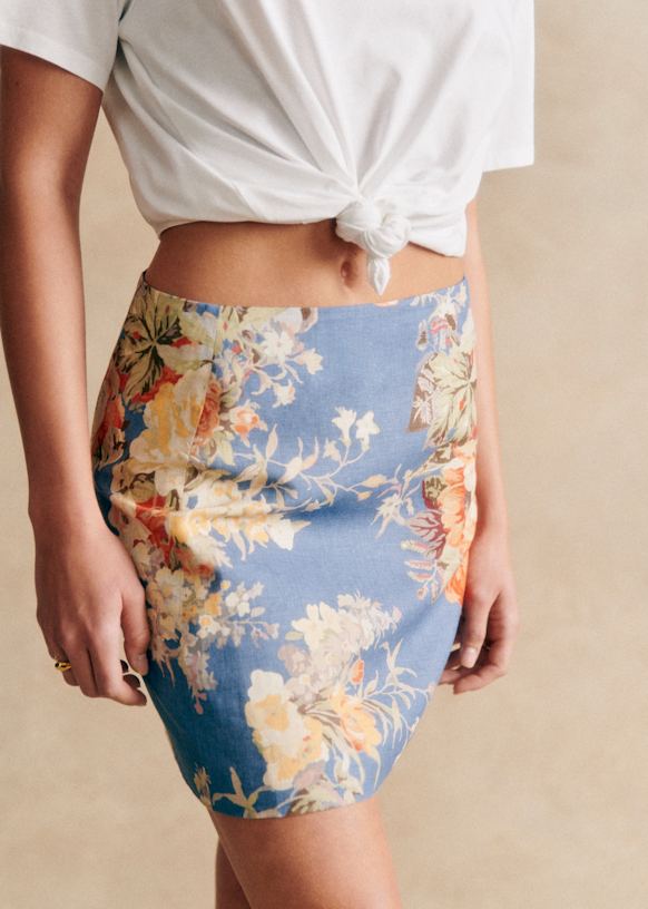 Malia Skirt - Floral/Blue 