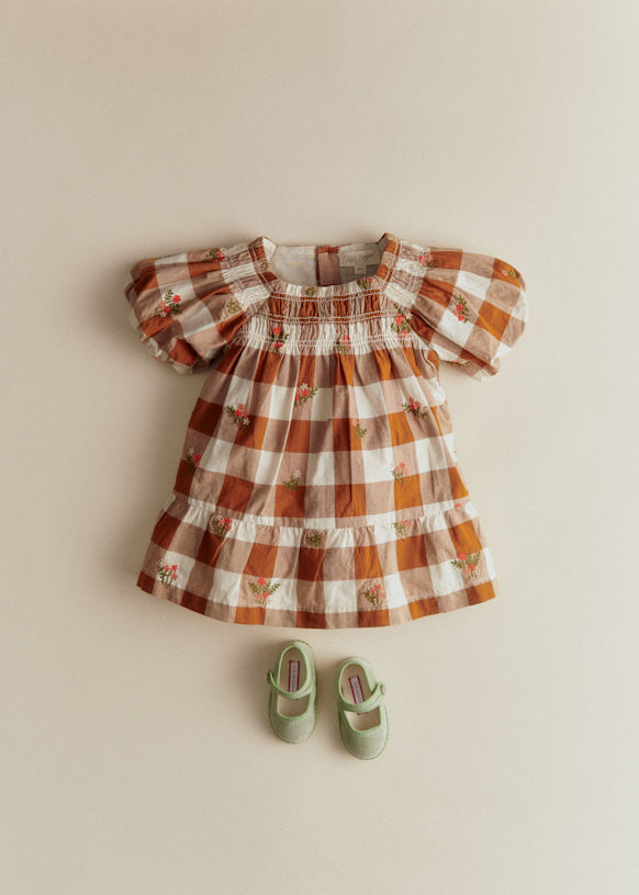 browning field dressing tool Opal Gingham Maxi Dress in Brown main image 1