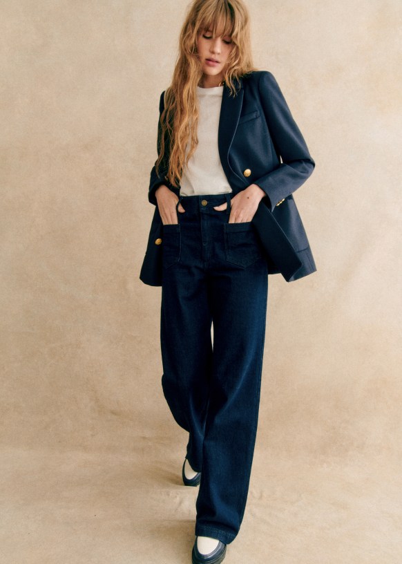 Michele Jacket Navy Recycled polyester Sezane