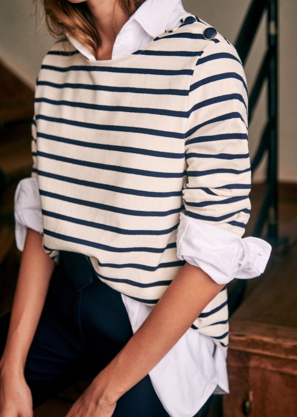Colette Mariniere Ecru Navy Organic Cotton Sezane