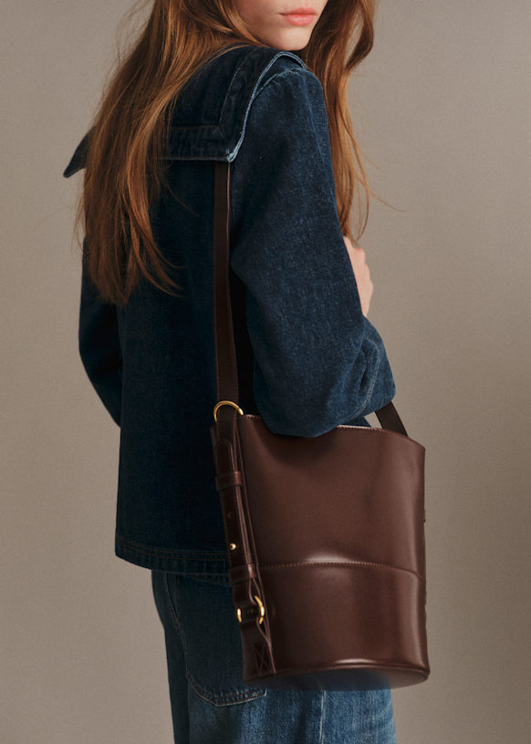 Gary Bag - Chocolate Crocodile Print - Bovine leather - Sézane