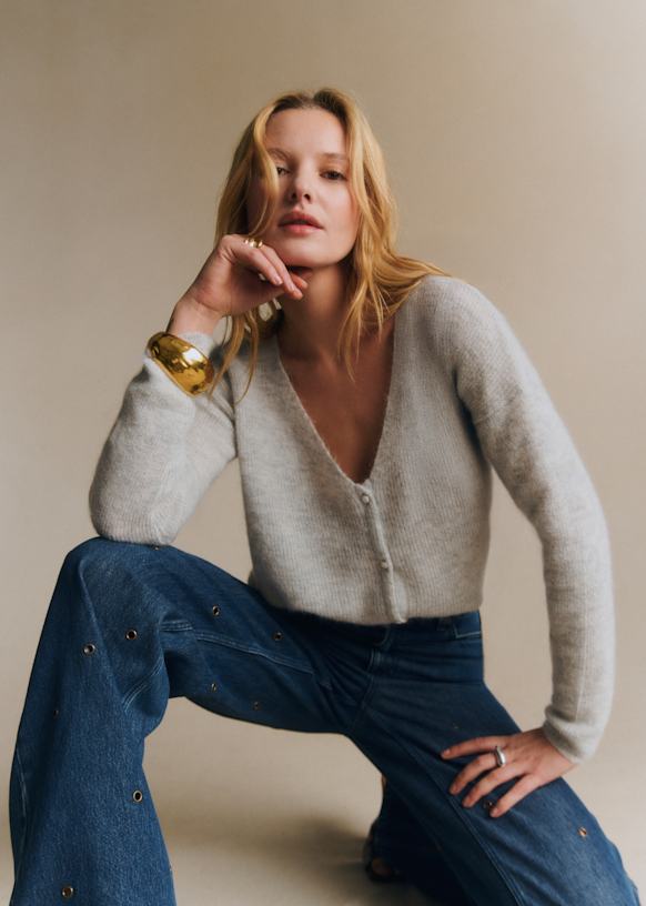 【未使用】SEZANE カーディガン　モヘア Barryカーディガン - チャコールグレー - スーパーキッドモヘア - Sézane