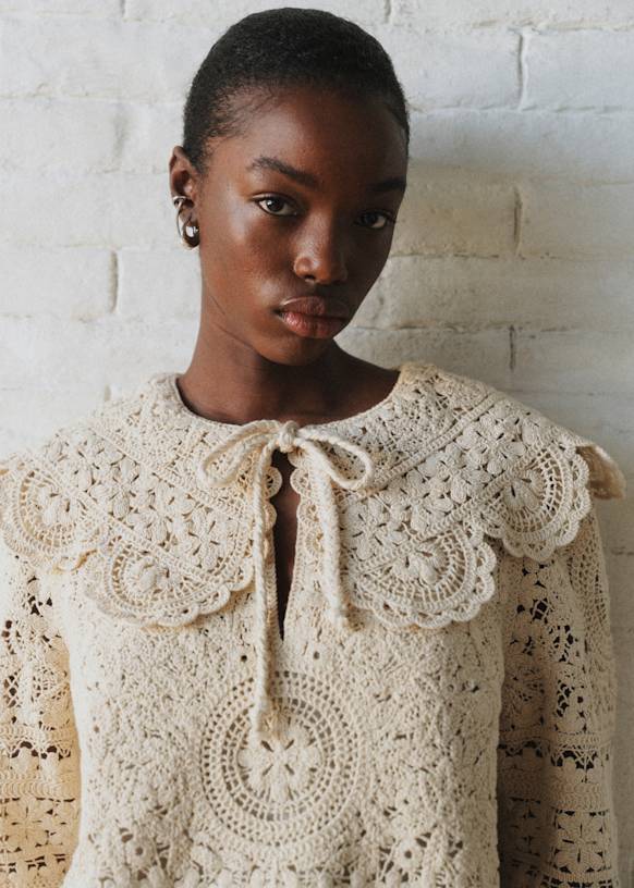 Valya ドレス - Sézane x SEA NY - 無地 クリーム ギピュール